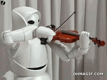 robot playing violin.